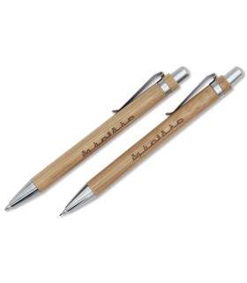 Set de Stylo en Bambou (bille et portemine) - SifatuSafwa - مجموعة أقلام خشبية (قلم حبر جاف وقلم رصاص ميكانيكي) صفة الصفوة