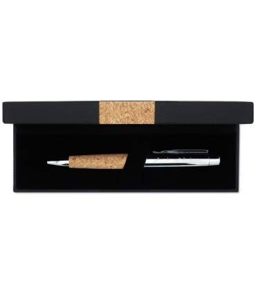 Metal & cork pen in its box - Engraved SifatuSafwa calligraphy - قلم حبر جاف معدني وفلين صفة الصفوة في علبته