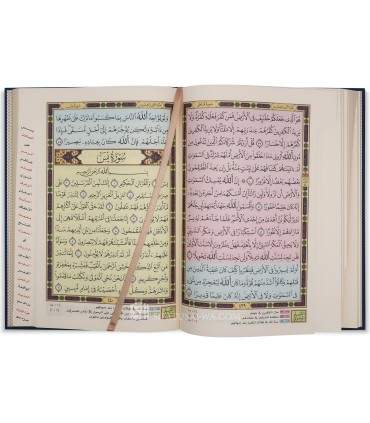 Quran with tab for each Sura + Color by subject + Gold edges - مصحف التفسير الموضوعي المفهرس مع التبويب - مذهب شمواه 17*24
