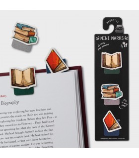 3 Old School Magnetic Mini Bookmarks - Books