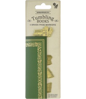 4 Bookminders Brass Page Markers - Tumbling Books