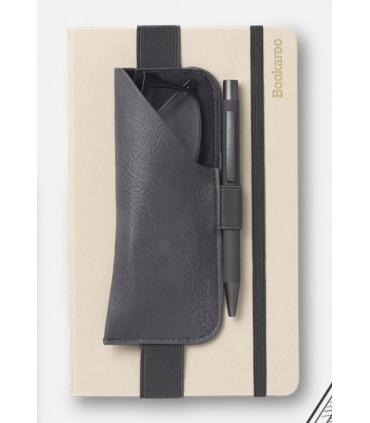 Black faux leather Glasses Case with flexible elastic