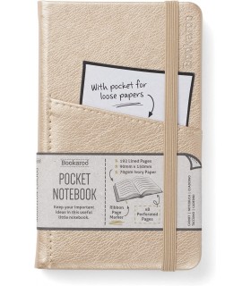 Gold Notebook with front pocket (A6) Journal - Bookaroo