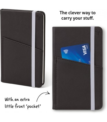 Carnet de notes Noir avec poche frontale (A6) - Bookaroo