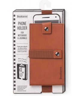 Porte téléphone et accessoires en faux cuir marron - Bookaroo