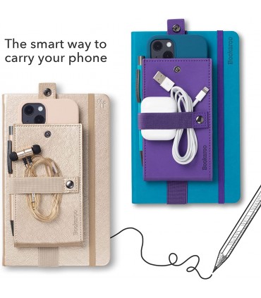 Brown faux leather Phone & Accessories Holder - Bookaroo