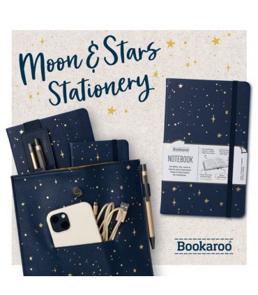 Pack Papeterie spécial Ramadan - Lune et étoiles dorées et nuit bleue- Bookaroo