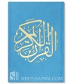Coran couverture velours gravé & dorures (pages bleutées) - Bleu ciel